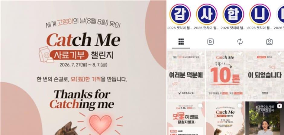 장나라에 효린, 전국민 캠페인 된 '캣치미 챌린지'…10톤의 기적