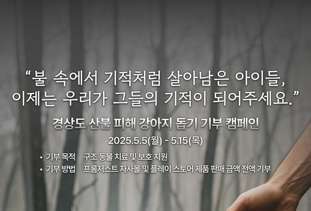 "산불 피해 입은 강아지 돕기"…프롬저스트, 15일까지 기부 캠페인