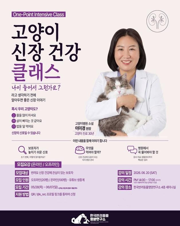 고양이 신장 건강, 무엇을 먹여야 할까…보호자 교육 클래스 열린다