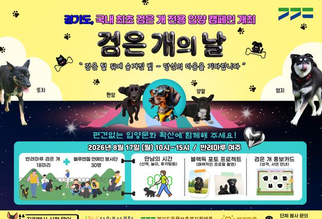 "검은 털이 어때서"…경기도, 17일 '검은 개의 날' 입양 캠페인